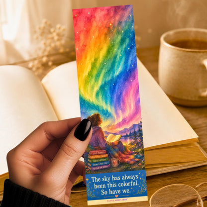 Pride Reader Bookmark | Aurora Sky, Queer Bookshelf Art (2.15x6.75 inches)