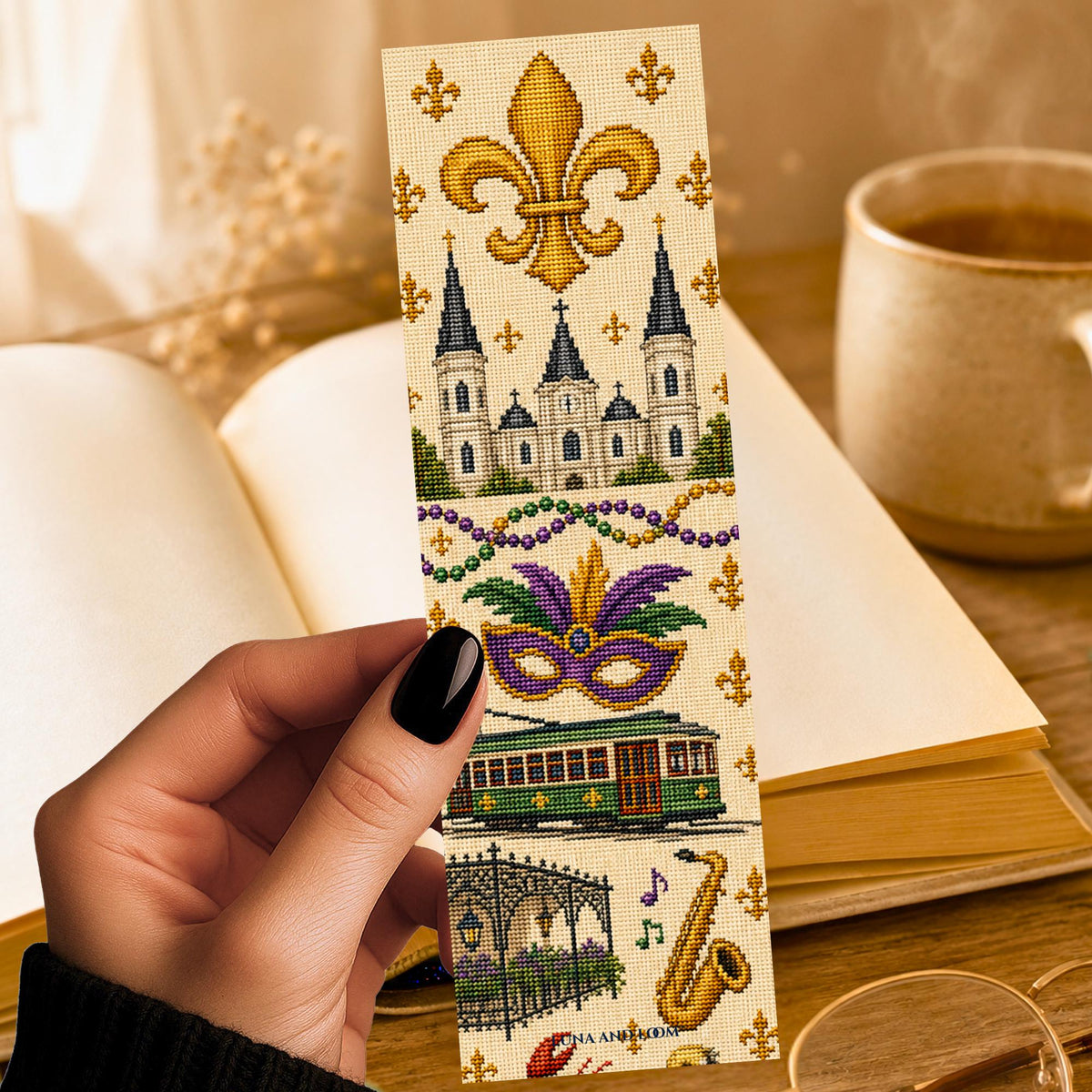 New Orleans Bookmark | NOLA Cross Stitch Print | Mardi Gras | Louisiana
