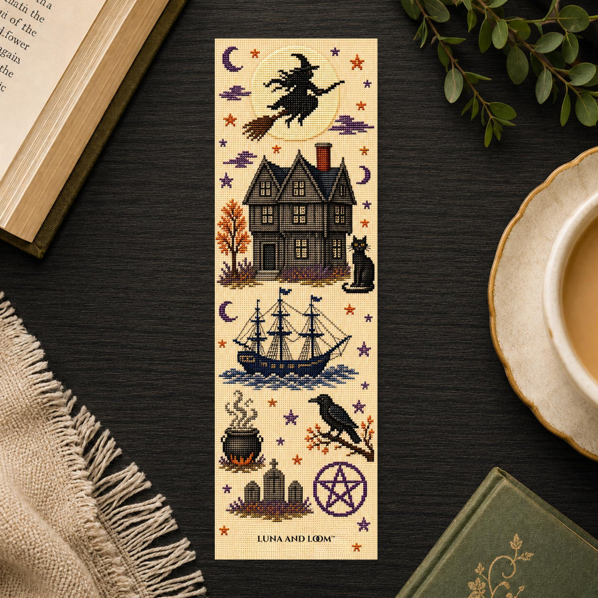 Salem, Massachusetts Bookmark | Cross Stitch Print | Witch City | Halloween