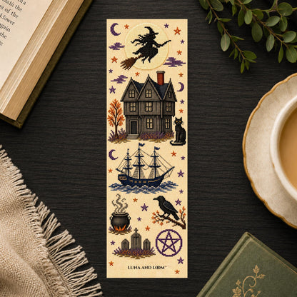 Salem, Massachusetts Bookmark | Cross Stitch Print | Witch City | Halloween