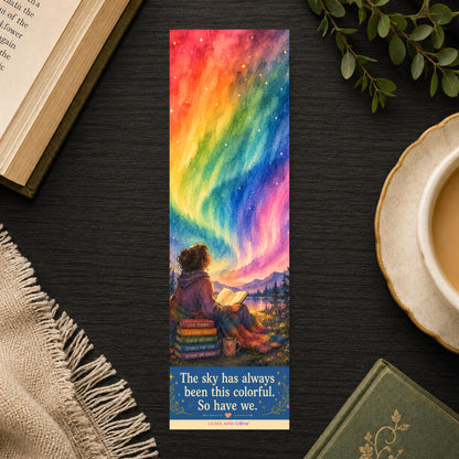 Pride Reader Bookmark | Aurora Sky, Queer Bookshelf Art (2.15x6.75 inches)