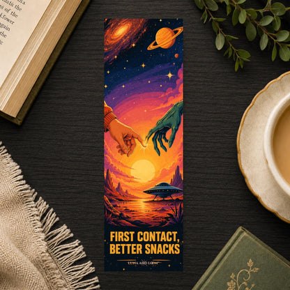 First Contact Bookmark | Sci Fi Quote Gift | Alien Handshake Page Marker | Astronaut Book Lover Gift