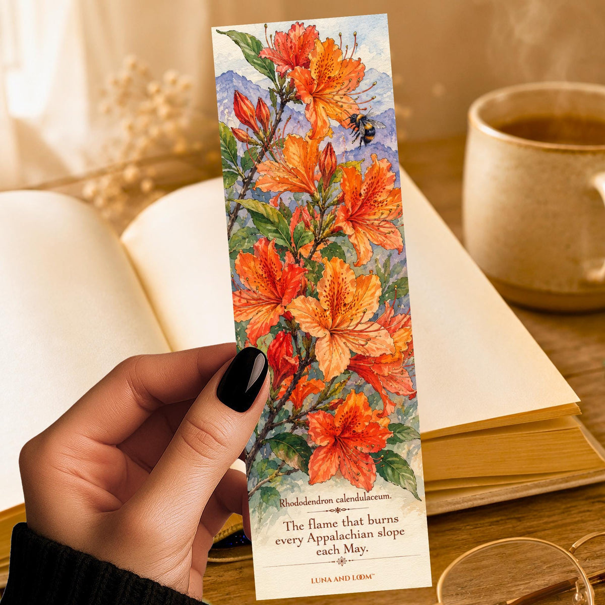 Rhododendron Bloom Bookmark | Appalachian Inspired | Blue Ridge Wildflower Gift | NC Nature Bookmark