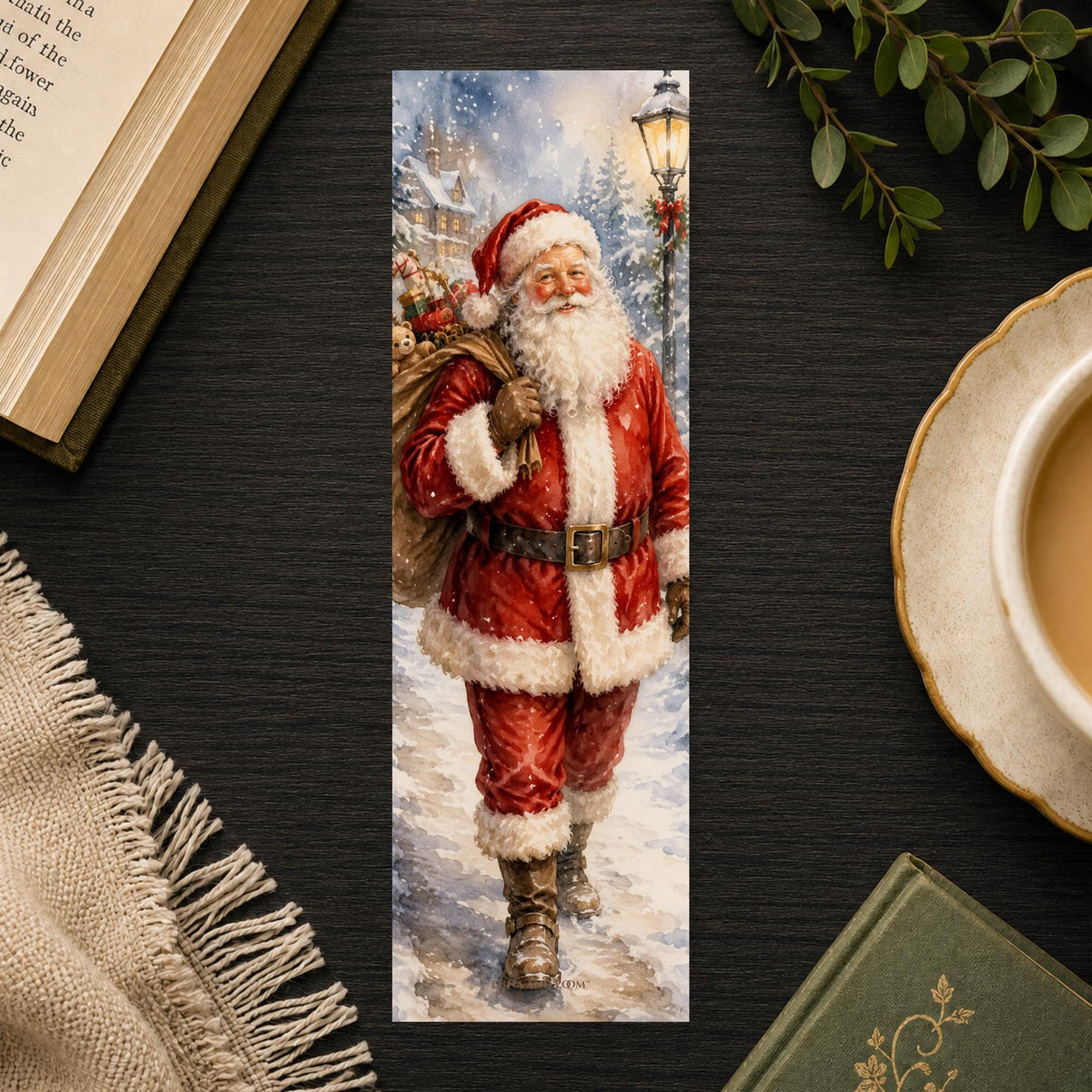 Traditional Santa Bookmark | Christmas Gift | Classic Santa Claus Page Marker | Holiday Book Lover Gift