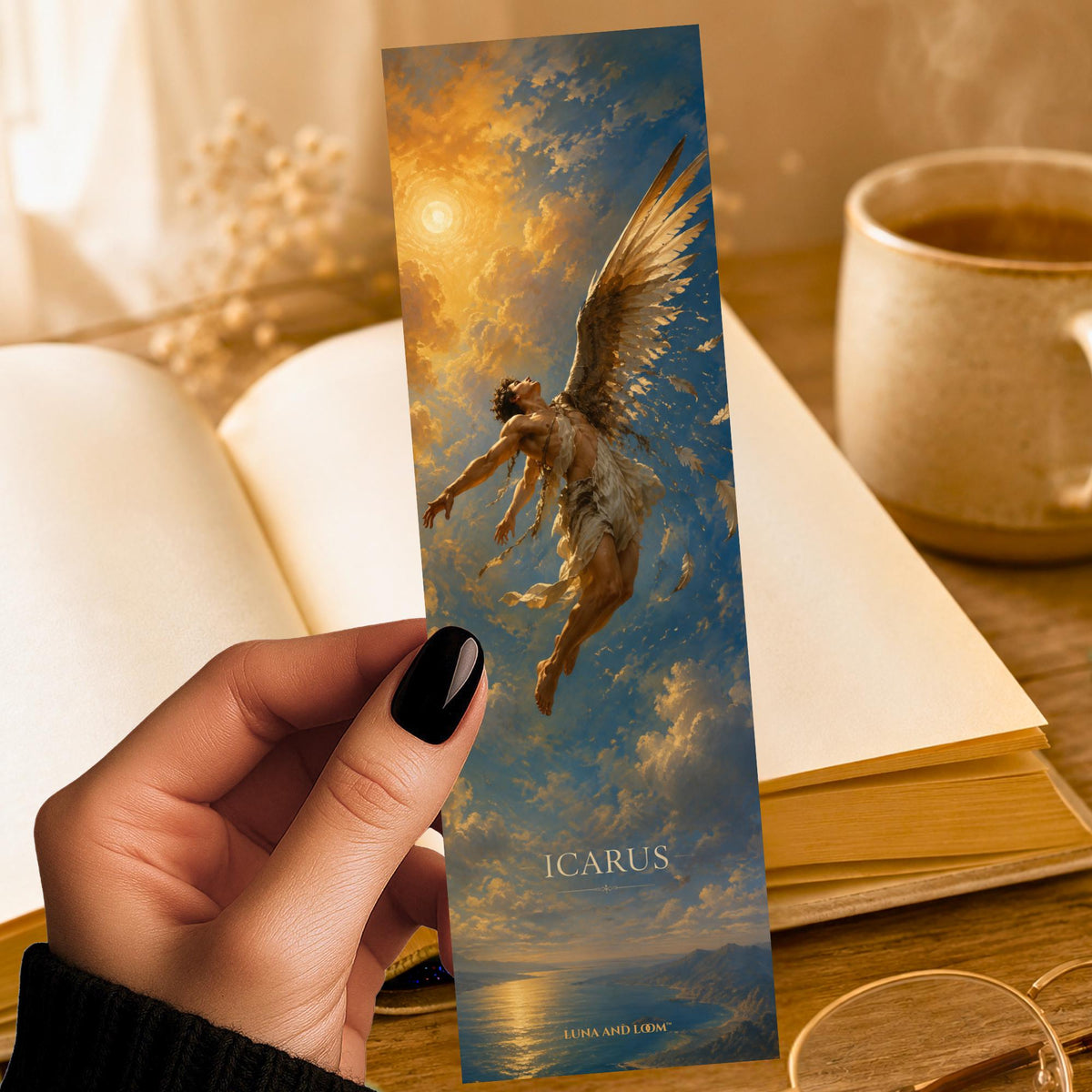 Icarus Bookmark | Greek Mythology Gift | Falling Wings Page Marker | Mythology Lover Gift