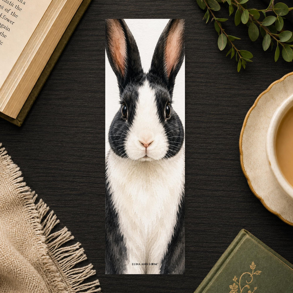 Dutch Rabbit Bookmark | Realistic Portrait | Watercolor Pet Picture | Animal