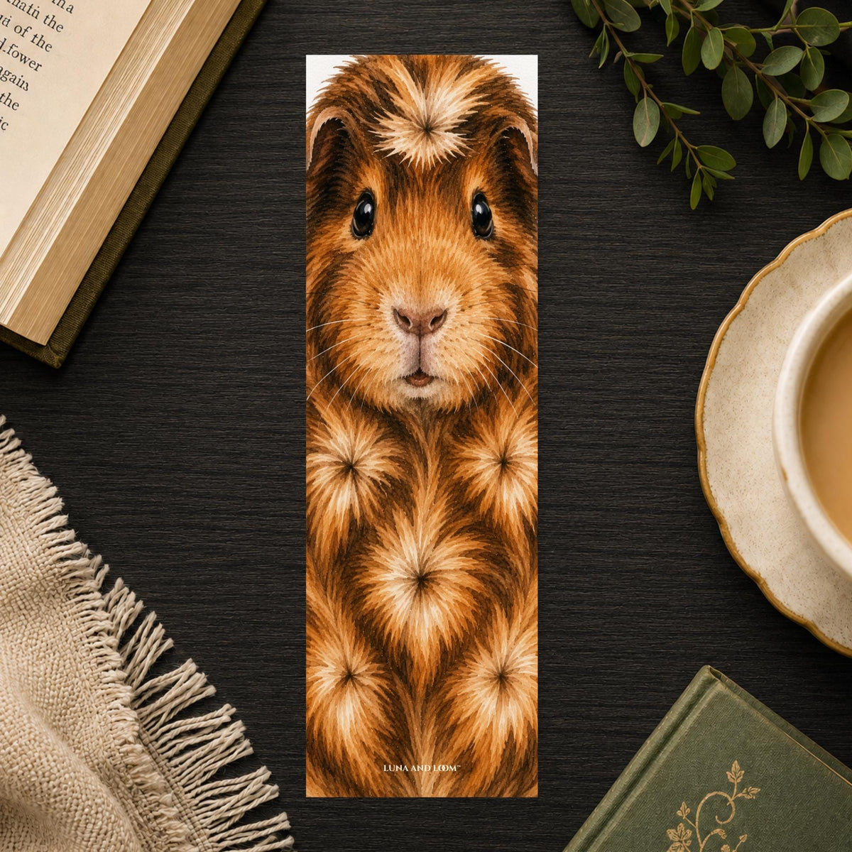 Guinea Pig Bookmark | Realistic Small Pet Portrait | Watercolor