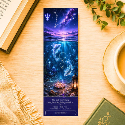 Pisces Bookmark | Fish Zodiac Literary | Birthday Gift | Astrology | Water Sign