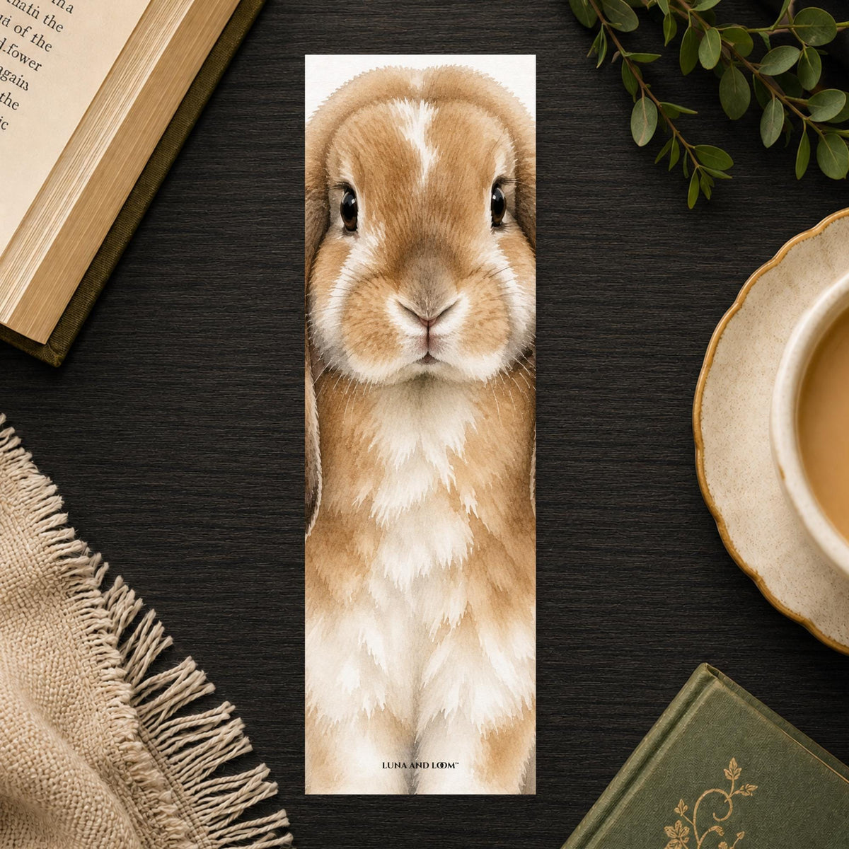 Holland Lop Bunny Bookmark | Realistic Rabbit Portrait | Watercolor Pet Picture