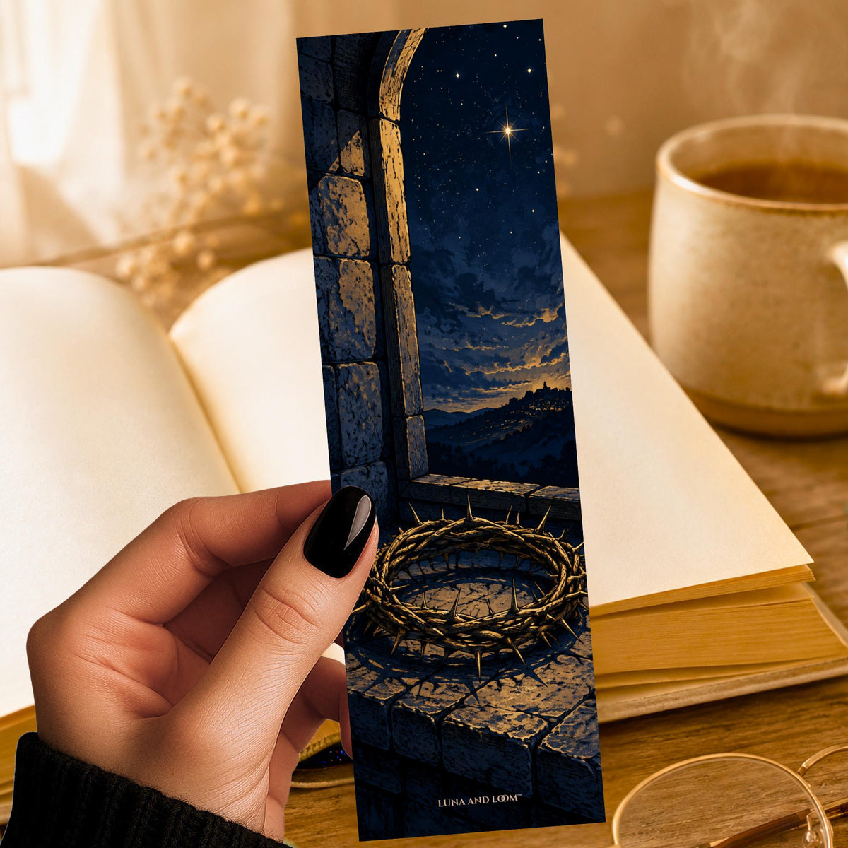 Crown of Thorns Bookmark | Dark Fantasy Reader Gift | Night Windowsill Page Marker | Fae Romance Book Gift