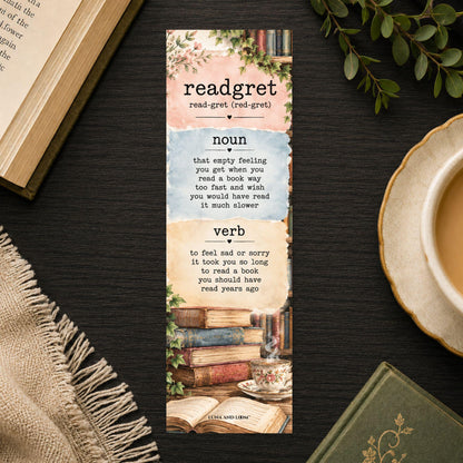 Readgret Bookmark | Funny Book Lover Definition | Reading Regret Page Marker