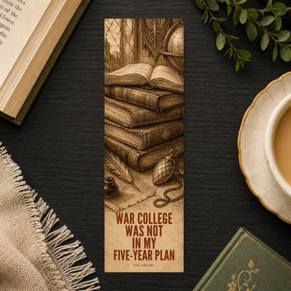 War College Five Year Plan Bookmark | Funny Fantasy Quote Gift | Vintage Textbook Page Marker | Romantasy Gift