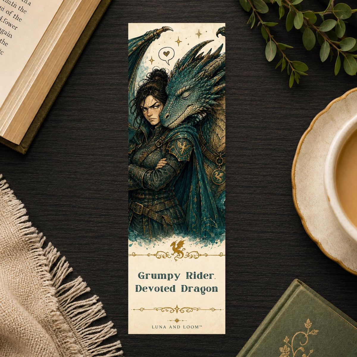 Grumpy Dragon Rider Bookmark | Fantasy Dragon Gift | Rider Duo Page Marker | Romantasy Reader Gift