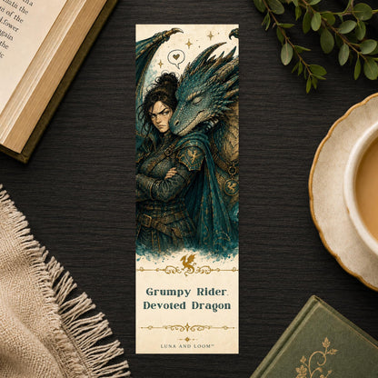 Grumpy Dragon Rider Bookmark | Fantasy Dragon Gift | Rider Duo Page Marker | Romantasy Reader Gift