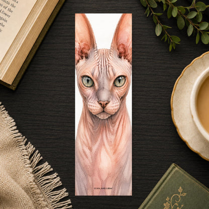 Sphynx Cat Bookmark | Realistic Portrait | Animal Lover | Watercolor