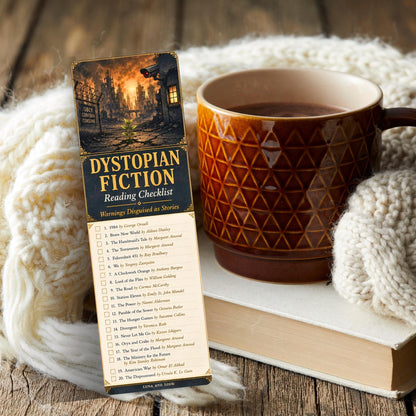 Dystopian Fiction Reading Checklist Bookmark | Sci Fi Book List | Dark Academia Reader Gift | Literary | Book Lover | Booktok