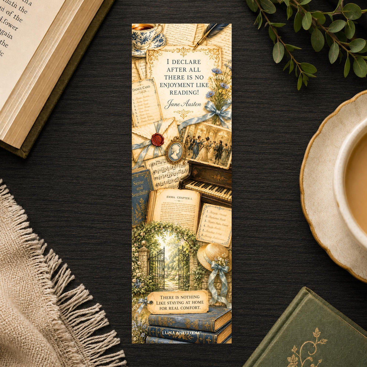 I Declare Jane Austen Bookmark | Vintage Collage Gift | Ballroom Scene Page Marker | Austen Reader Gift