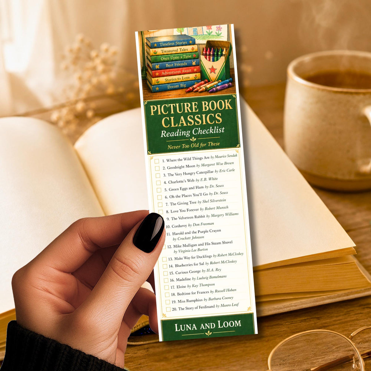 Picture Book Classics and Reading Checklist Bookmark | Children’s Literature Gift | Nostalgic Reader