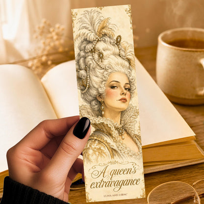 A Queen's Extravagance Bookmark | Regency Portrait Gift | Powdered Wig Page Marker | High Fashion Book Gift