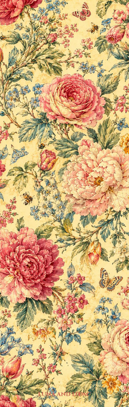 Faded Chintz Bookmark | Floral | Peony and Rose Pattern