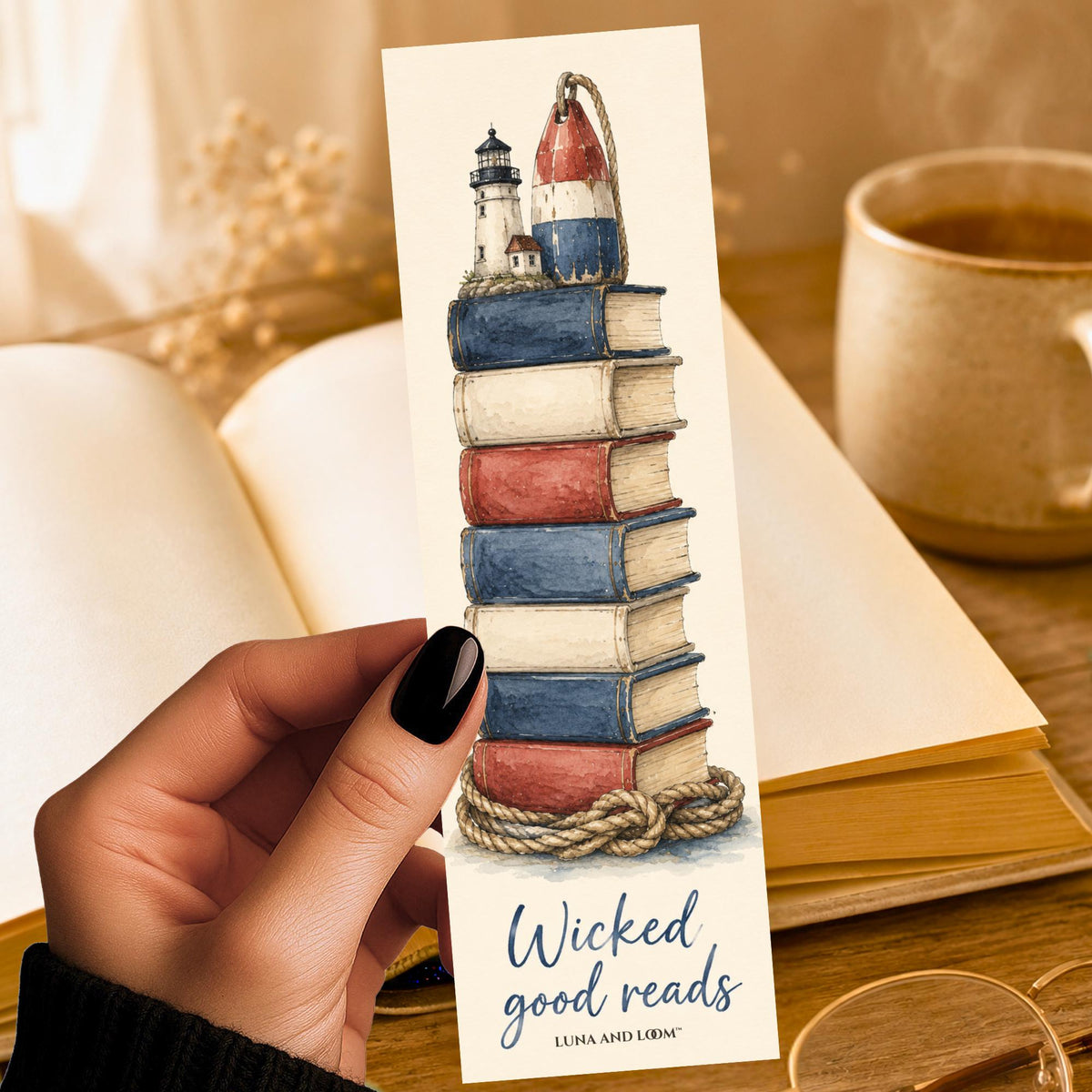 Wicked Good Reads Bookmark | Funny Boston Gift | Lobster Buoy Book Stack Page Marker | New England Book Lover Gift