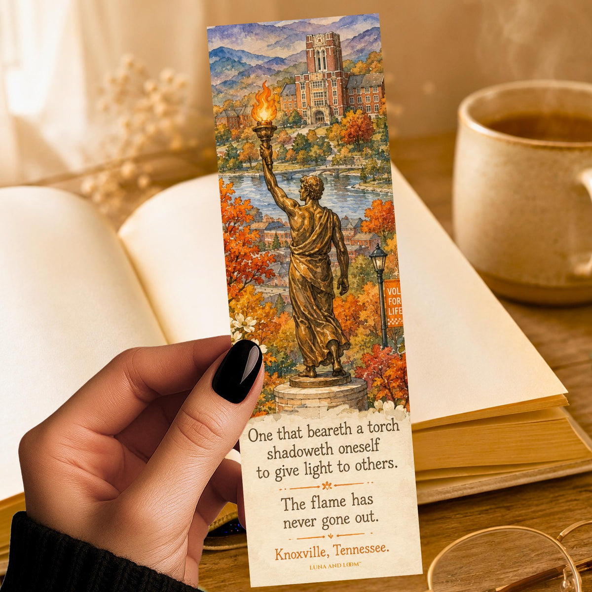 College Town Bookmark | Knoxville, Tennessee | University Campus Gift | Student, Alumni, Graduation, Landmark
