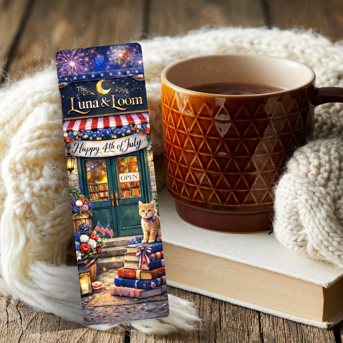 4th of July Bookmark Gift — Independence Day Book Lover Gift — Patriotic Fireworks Bookmark — Red White Blue Reader Gift