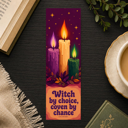 Witch By Choice Bookmark | Salem Coven Quote Gift | Candle Trio Page Marker | Witchy Friend Book Gift