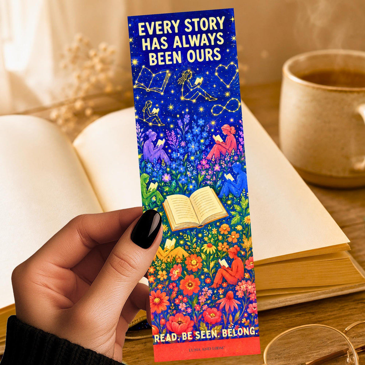 Pride Reader Bookmark | LGBTQ Constellation, Botanical Art (2.15x6.75 inches)