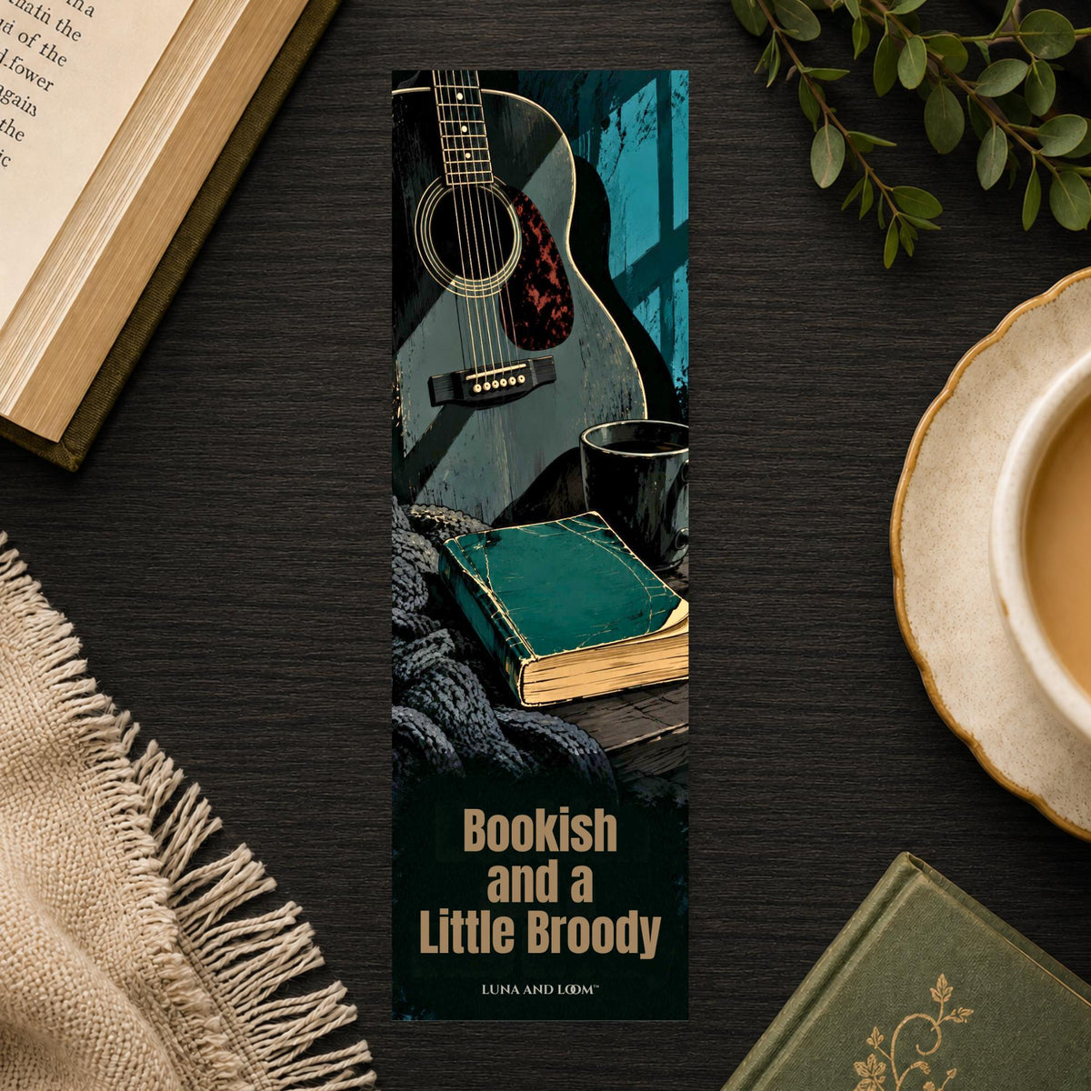 Bookish Little Broody Bookmark | Seattle Quote Gift | Moody Guitar Page Marker | Pacific NW Book Gift