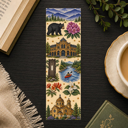 Asheville, North Carolina Bookmark | Cross Stitch Print | Blue Ridge Mountains | Western NC