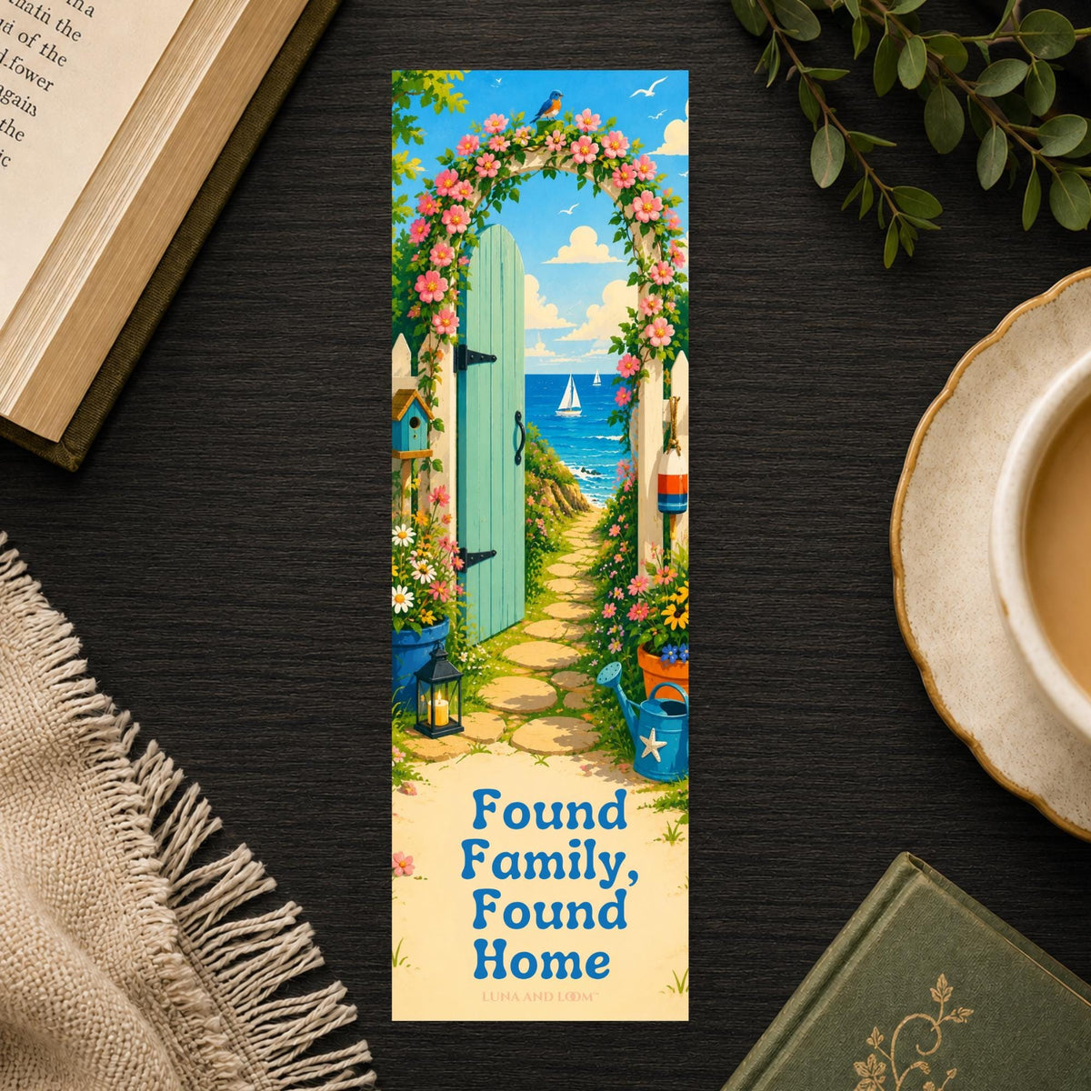 Found Family Found Home Bookmark | Cozy Fantasy Quote Gift | Garden Gate Page Marker | Book Lover Gift