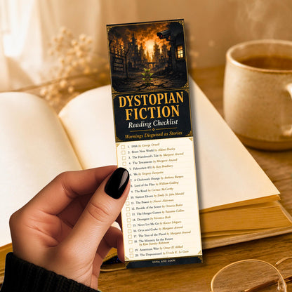 Dystopian Fiction Reading Checklist Bookmark | Sci Fi Book List | Dark Academia Reader Gift | Literary | Book Lover | Booktok