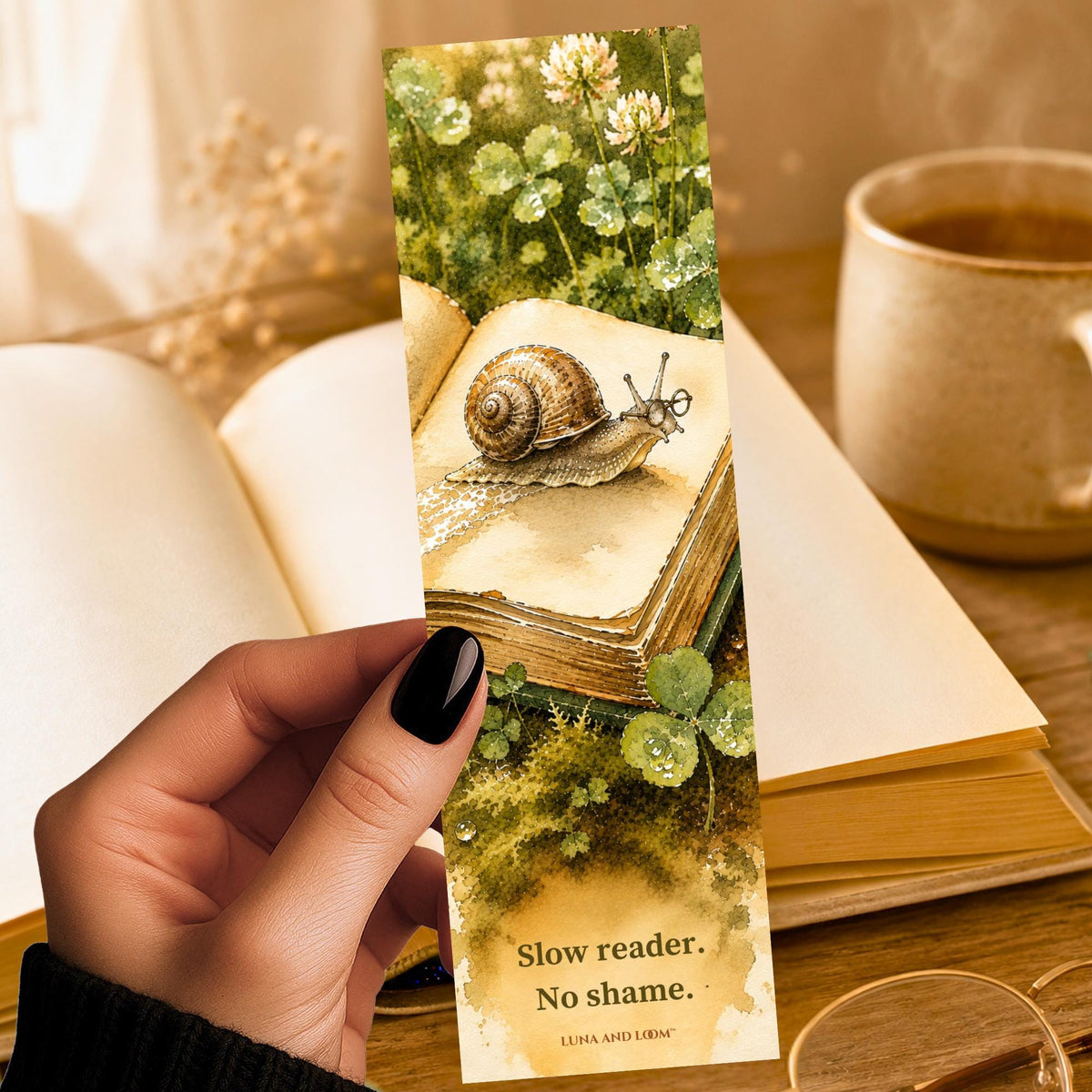 Slow Reader Snail Bookmark | Watercolor Illustration | Pun | No Shame