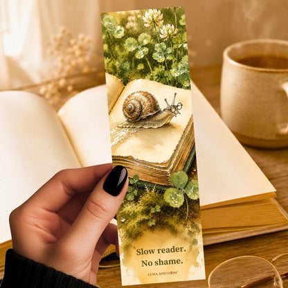 Slow Reader Snail Bookmark | Watercolor Illustration | Pun | No Shame