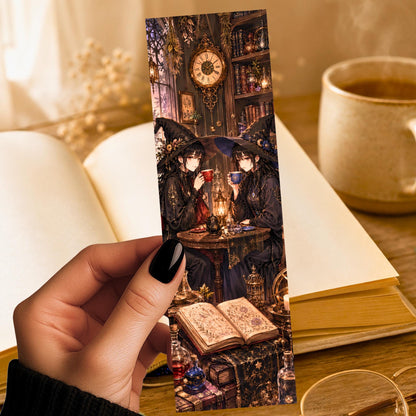 Witchy Tea Bookmark | Anime Style Witches Page Marker | Fantasy Reader Gift
