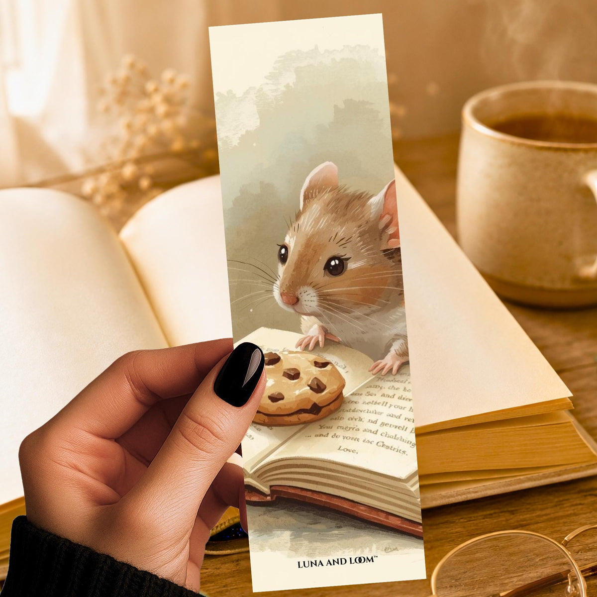 Mouse and Cookie Bookmark | Cozy Reader Gift | Storybook Mouse Page Marker | Book Lover Gift