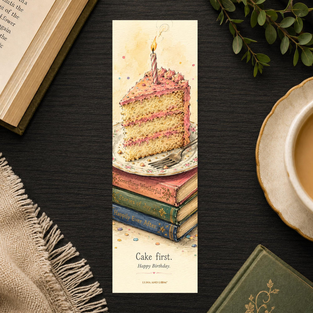 Funny Birthday Greeting Bookmark | Eat Cake | Birthday Card Alternative | Handwritten