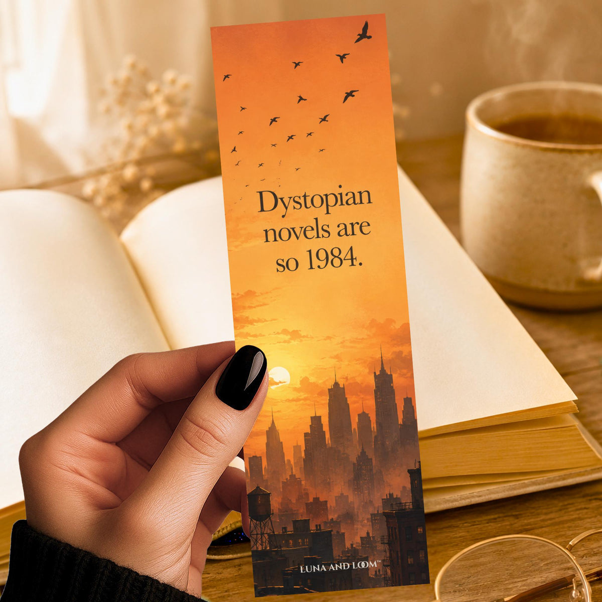 Dystopian Novels Bookmark | Bookish Humor Gift | City Skyline Page Marker | Book Lover Gift