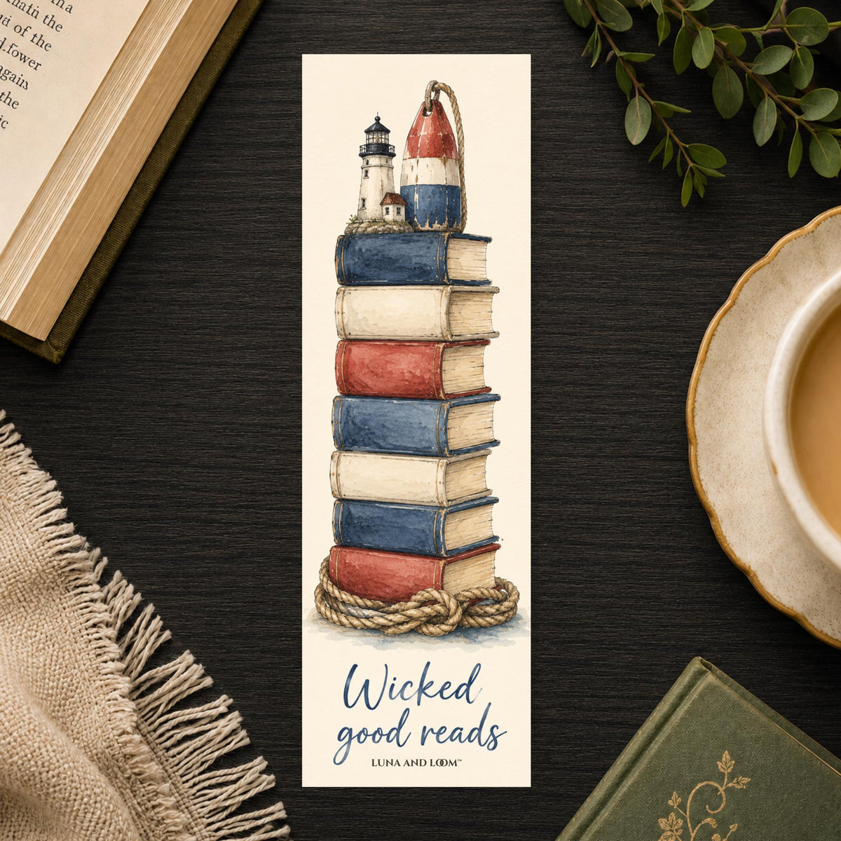 Wicked Good Reads Bookmark | Funny Boston Gift | Lobster Buoy Book Stack Page Marker | New England Book Lover Gift
