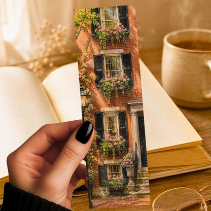 Beacon Hill Bookmark | Window Box Spring Gift | Boston Brick Townhouse Page Marker | New England Book Lover Gift