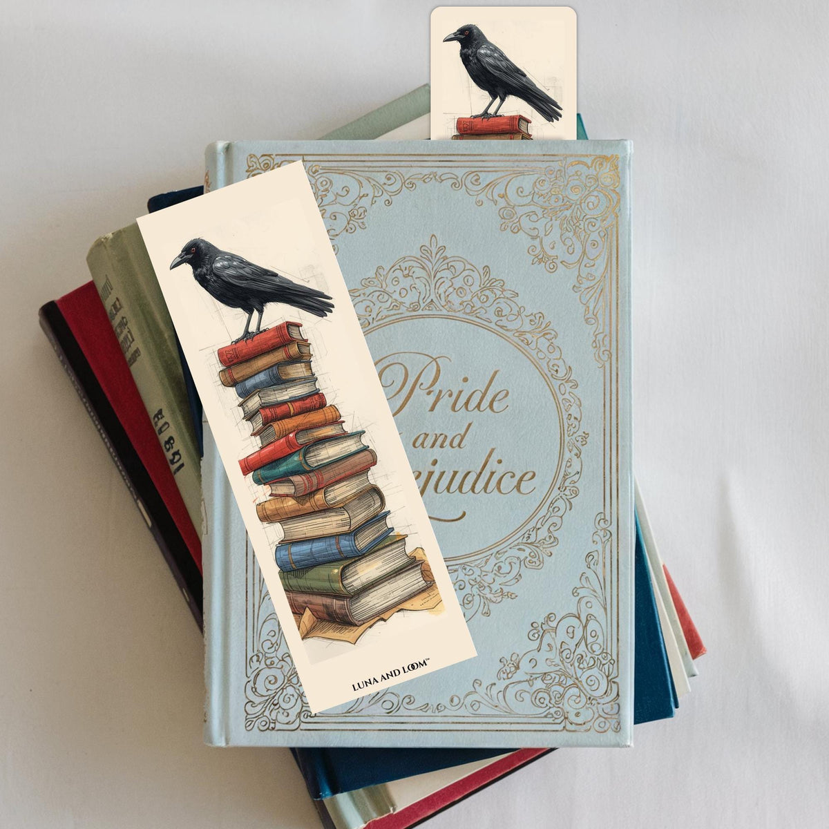 Crow & Books Bookmark | Dark Academia | Raven Reader Gift | Gothic Literary Bookmark | Book Love | Luna And Loom