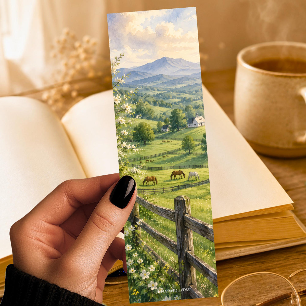Leicester Countryside Bookmark | Asheville Area Gift | Rolling Farmland Page Marker | Rural Western NC Book Gift