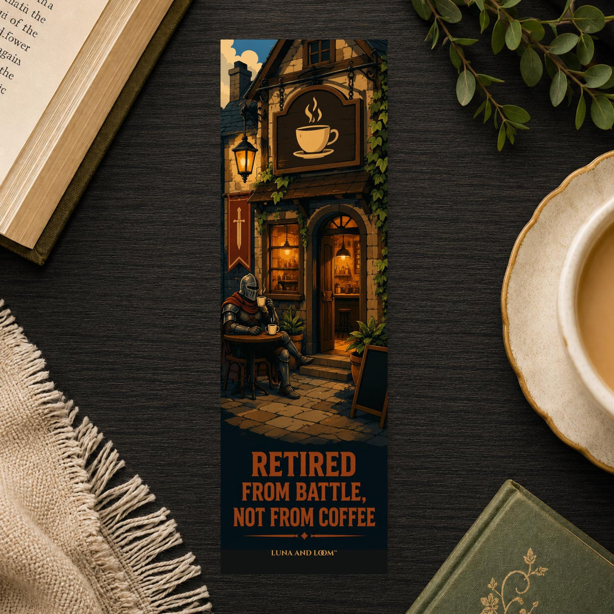 Retired From Battle Bookmark | Cozy Fantasy Quote Gift | Tavern Cafe Page Marker | Fantasy Book Lover Gift