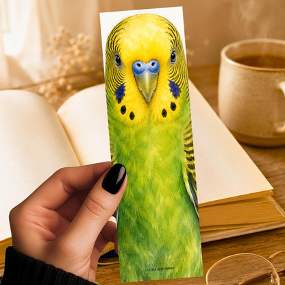 Budgie Bookmark | Realistic Bird Portrait | Bird Lover | Watercolor Picture | Budgerigar