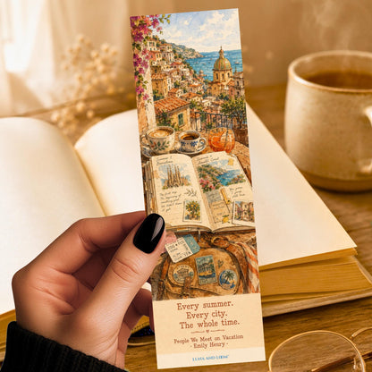 Vacation Romance Bookmark | Amalfi Coast, Barcelona Illustration | Beach Read Gift
