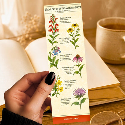 Southern Wildflowers Bookmark | Botanical Illustration | Nature Gift | Field Guide | Flower Lover Gift