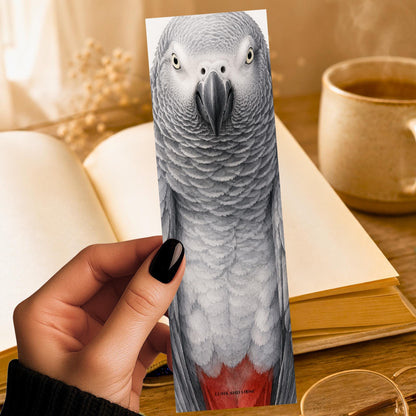 African Grey Parrot Bookmark | Realistic Bird Portrait | Bird Lover | Watercolor