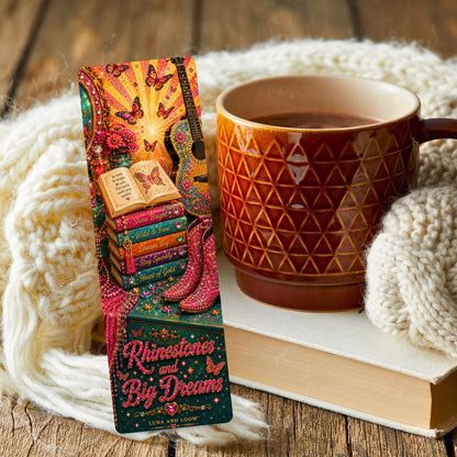 Rhinestones and Big Dreams Bookmark | Glam Reader Gift | Sparkle Page Marker | Book Lover Gift