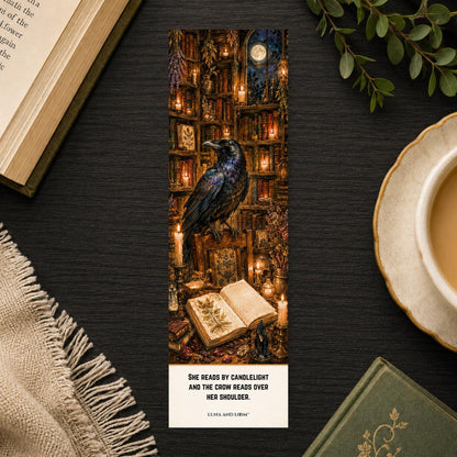 Library Crow Bookmark | Witchy Book Lover | Dark Academia | Bookish Witch | Gothic
